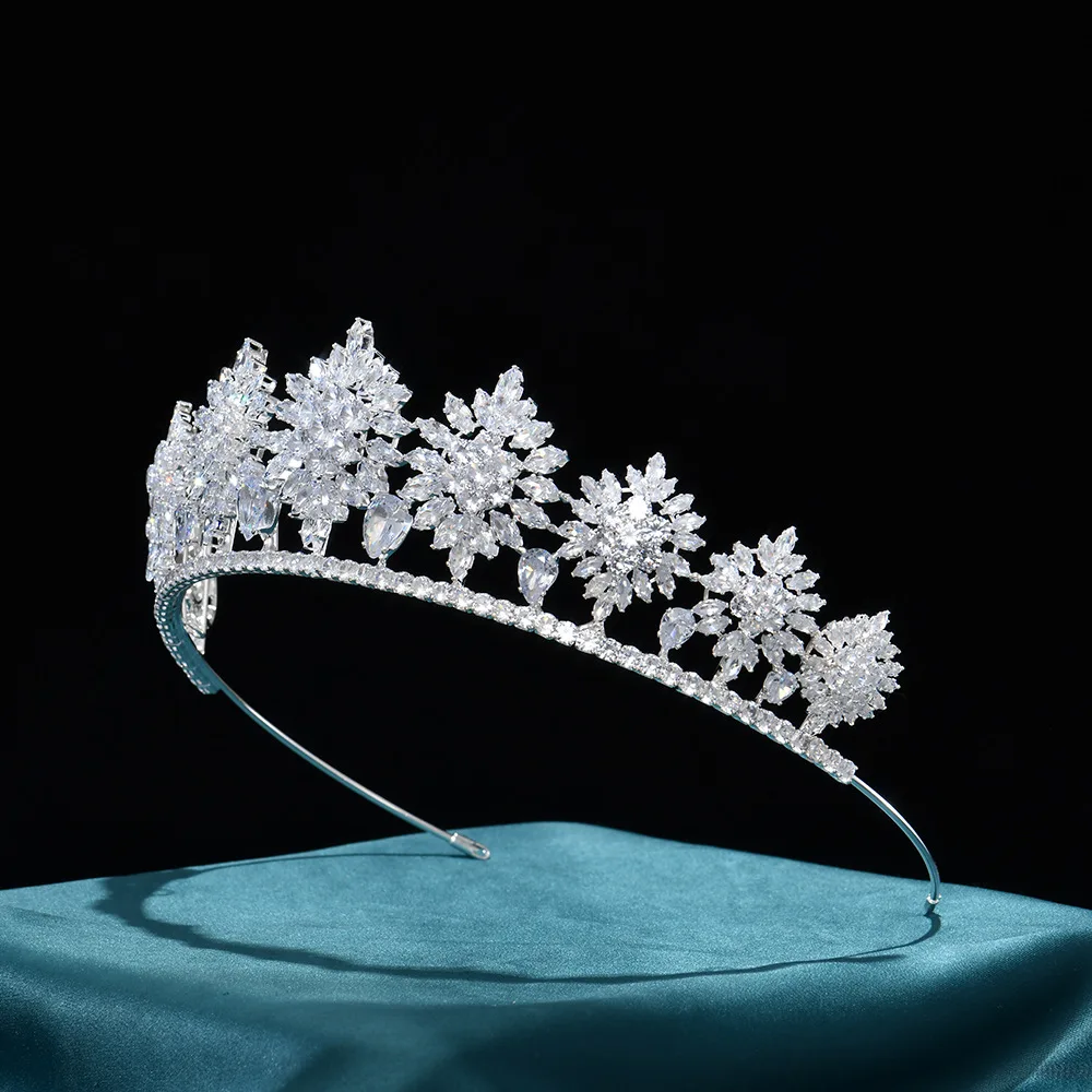 Luxury Tiaras Crowns For Bride Wedding Headdress CZ Zirconia Queen Crowns Bridal Headpieces Women Diadem Party Prom Hair Jewelry