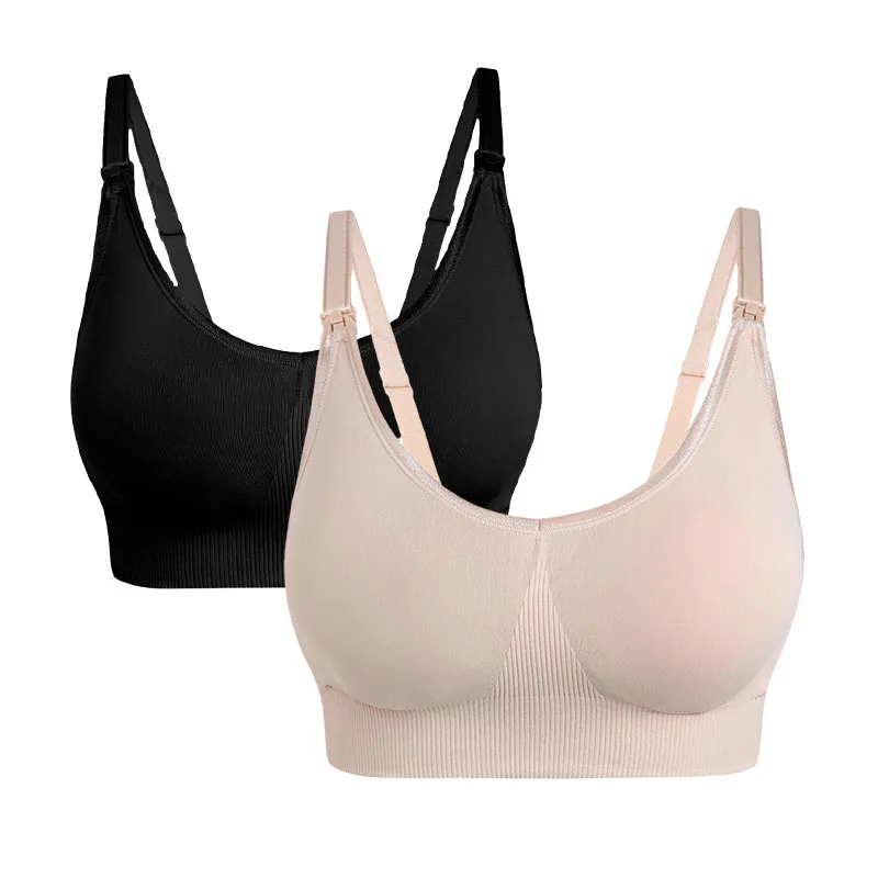 Nursing Bra Women's High Elastic Push Up Single Handed Front Buckle Bras Pregnancy Woman Wireless Breastfeeding Underwear 2024