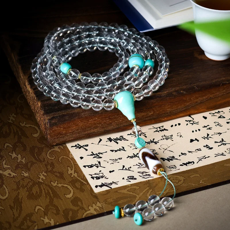 Natural White 108- Buddhist Bracelet, Multi-Strand Design, Tiger'S Tooth Bead Necklace In A Style
