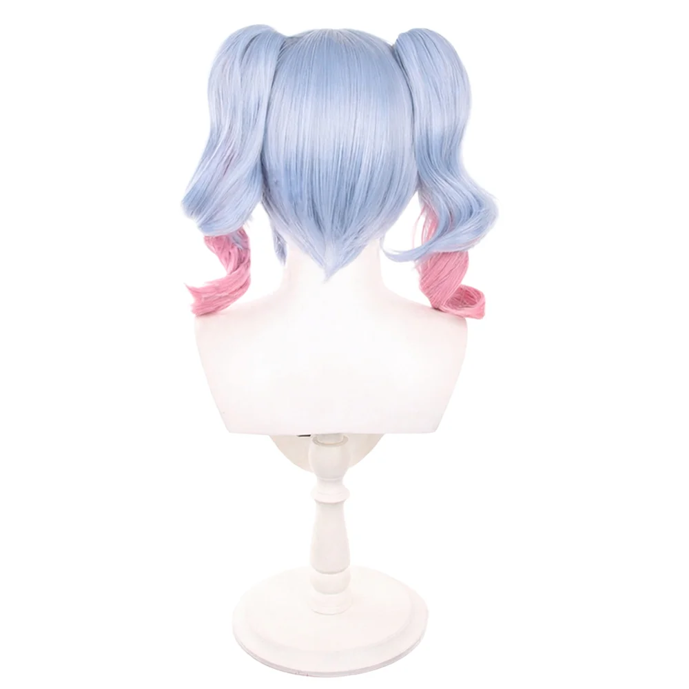 Rabbit Hole Cosplay Wig 40cm Blue to pink ombre short hair Heat Resistant Synthetic Wig For Halloween cosplay