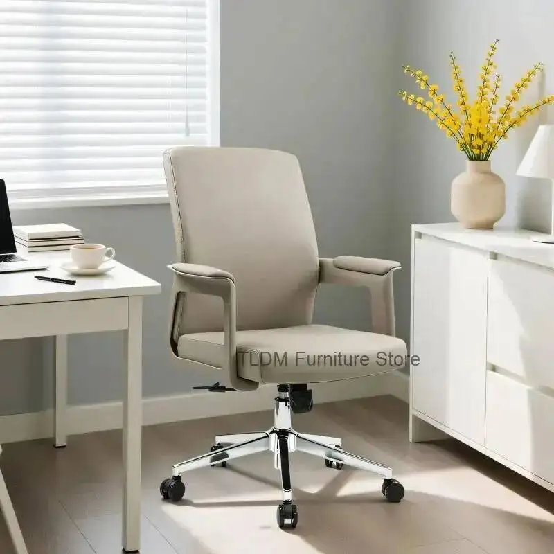 De Ergonomic Office Chair Mobile Home Dinning Office Chair Luxury Desk Study Sillas Leather Computer Oficina Office Furniture
