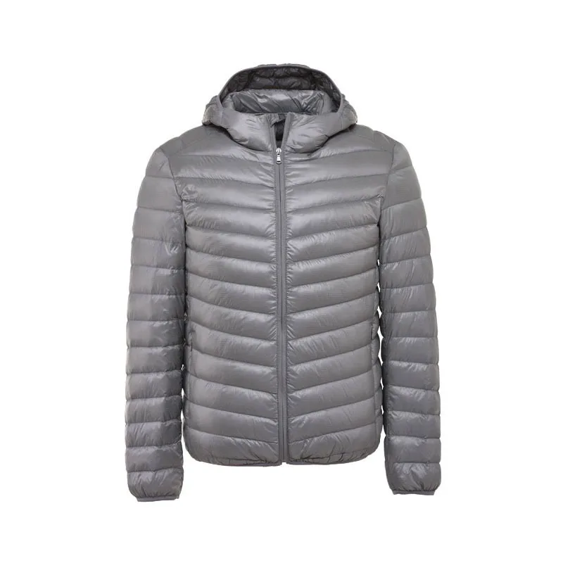 Abrigo de invierno con capucha para hombre, chaquetas de plumón de pato blanco, ultraligeras, acolchadas, portátiles, delgadas, Parkas hinchadas, 0-10 ℃