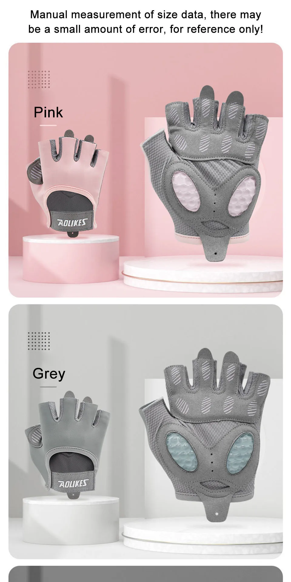 AOLIKES Atmungsaktive Fahrradhandschuhe Workout Gym Handschuhe für Männer Frauen Gewichtheben Fingerlose Handschuhe Training Übung Fitness – Detail 12
