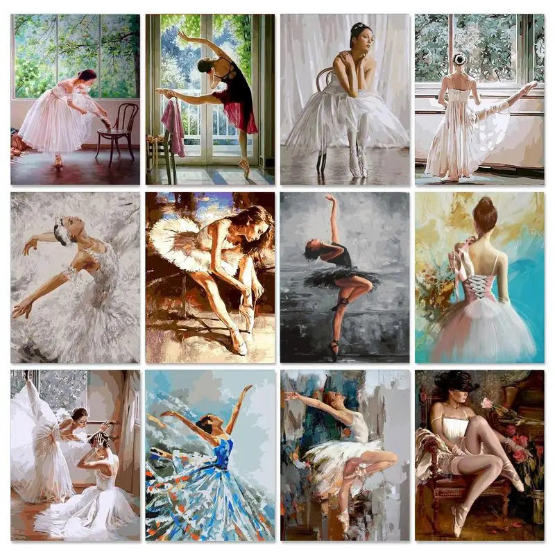 Gatyztory Diy Schilderij Van Nummers Volwassenen Ballet Meisje Handgeschilderd Kits Tekening Op Canvas Foto Door Nummers Figuur Home Decor