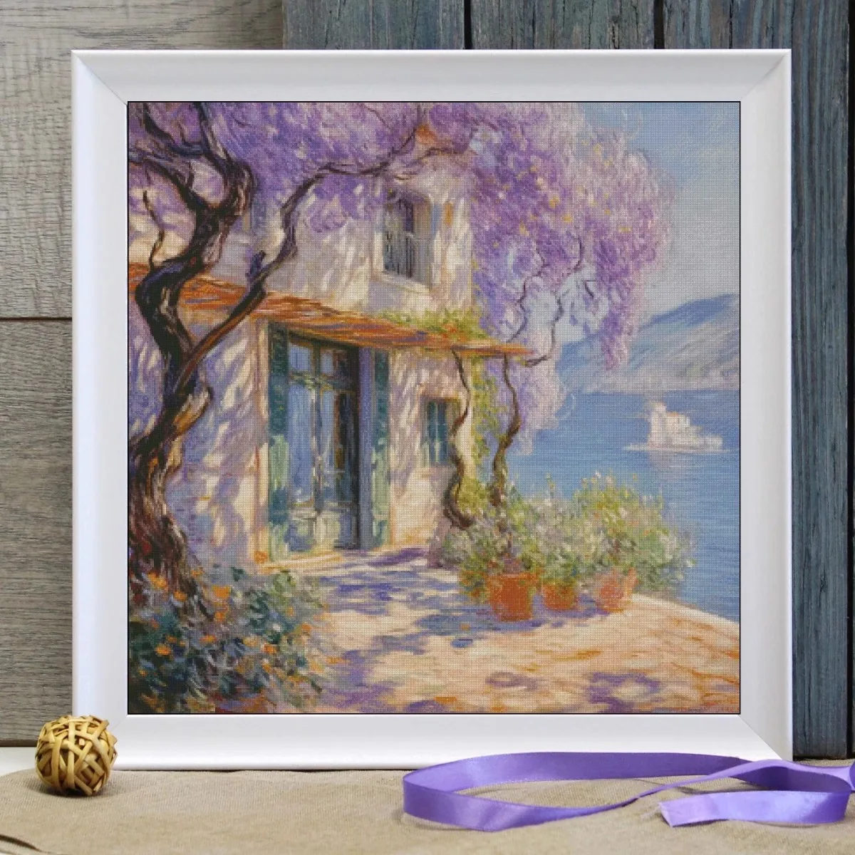 Wisteria Cottage 14CT 16CT Printed On Canvas Cross Stitch DIY Set Chinese Pattern Kit Home Needlework Embroidery 144 Colors