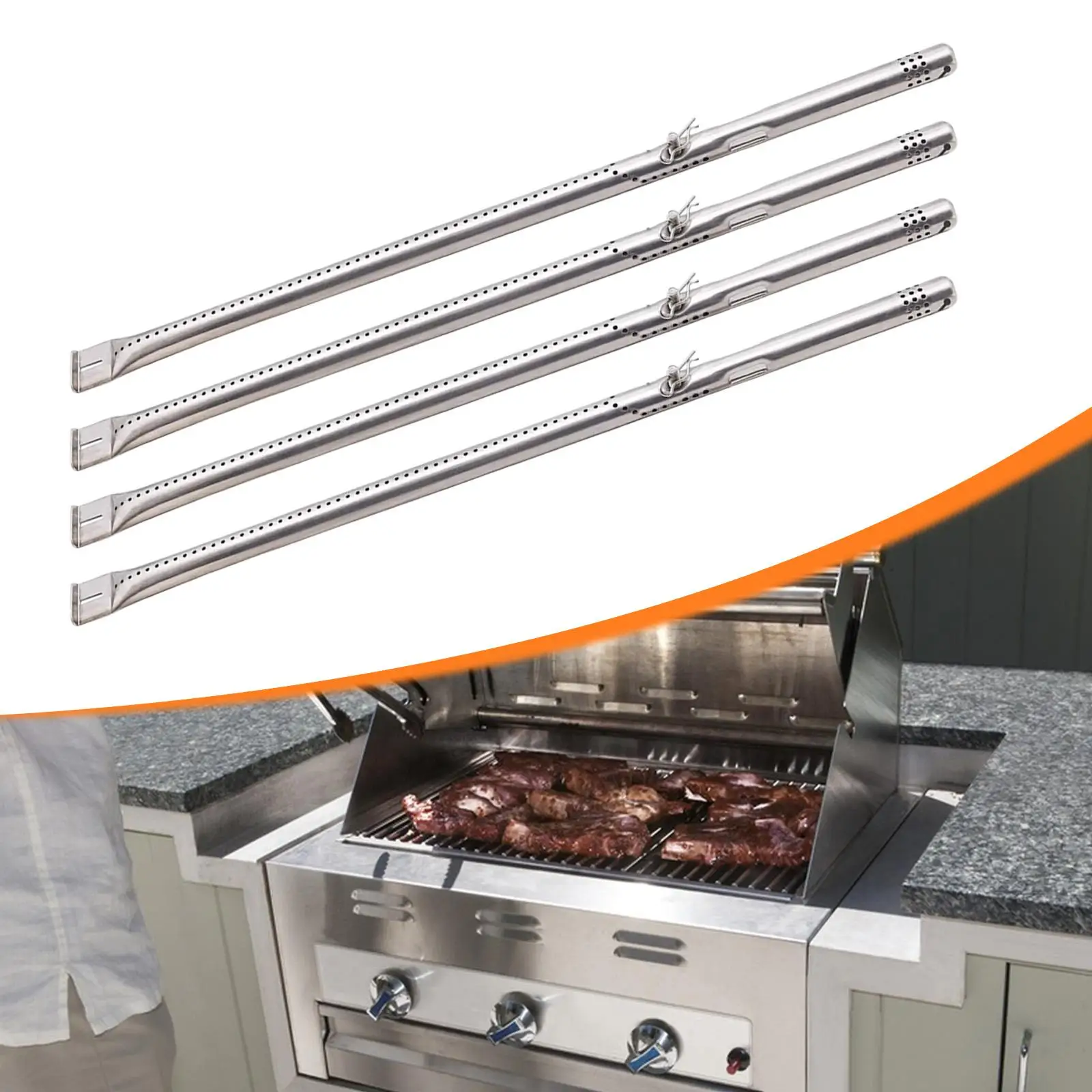 

4 Pieces Grill Burner Tubes BBQ Replacement for Gas Grill BBQ Burner Tubes for Outdoor Gatherings Home Grilling Camping