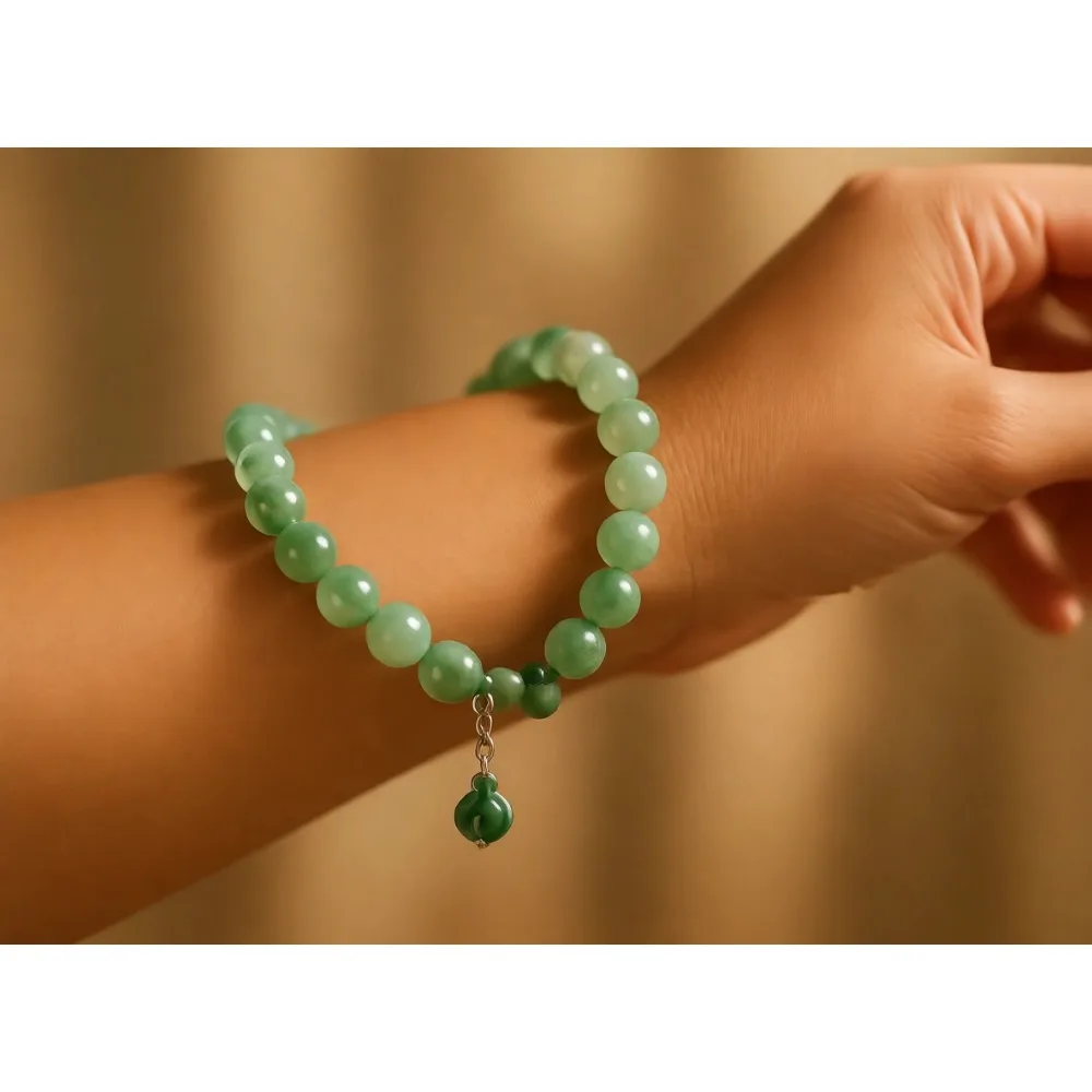 

Браслет из африканского нефрита с бусинами на резинке для женщин и мужчин, натуральный камень, ручная работа, круглые бусины, 6,8 дюйма, для исцеления, медитации, йоги