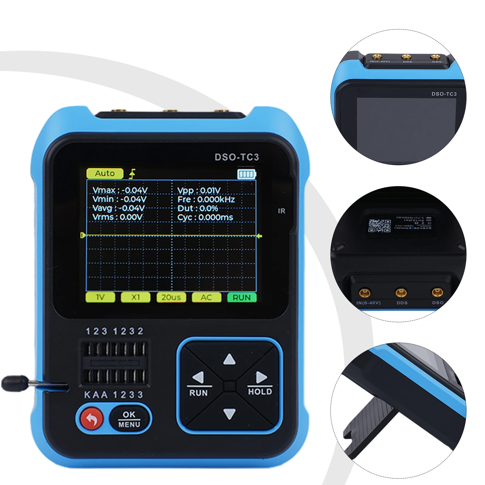Multifunction Digital Oscilloscope Transistor Tester and Signal Generator with HD Display and Foldable Bracket