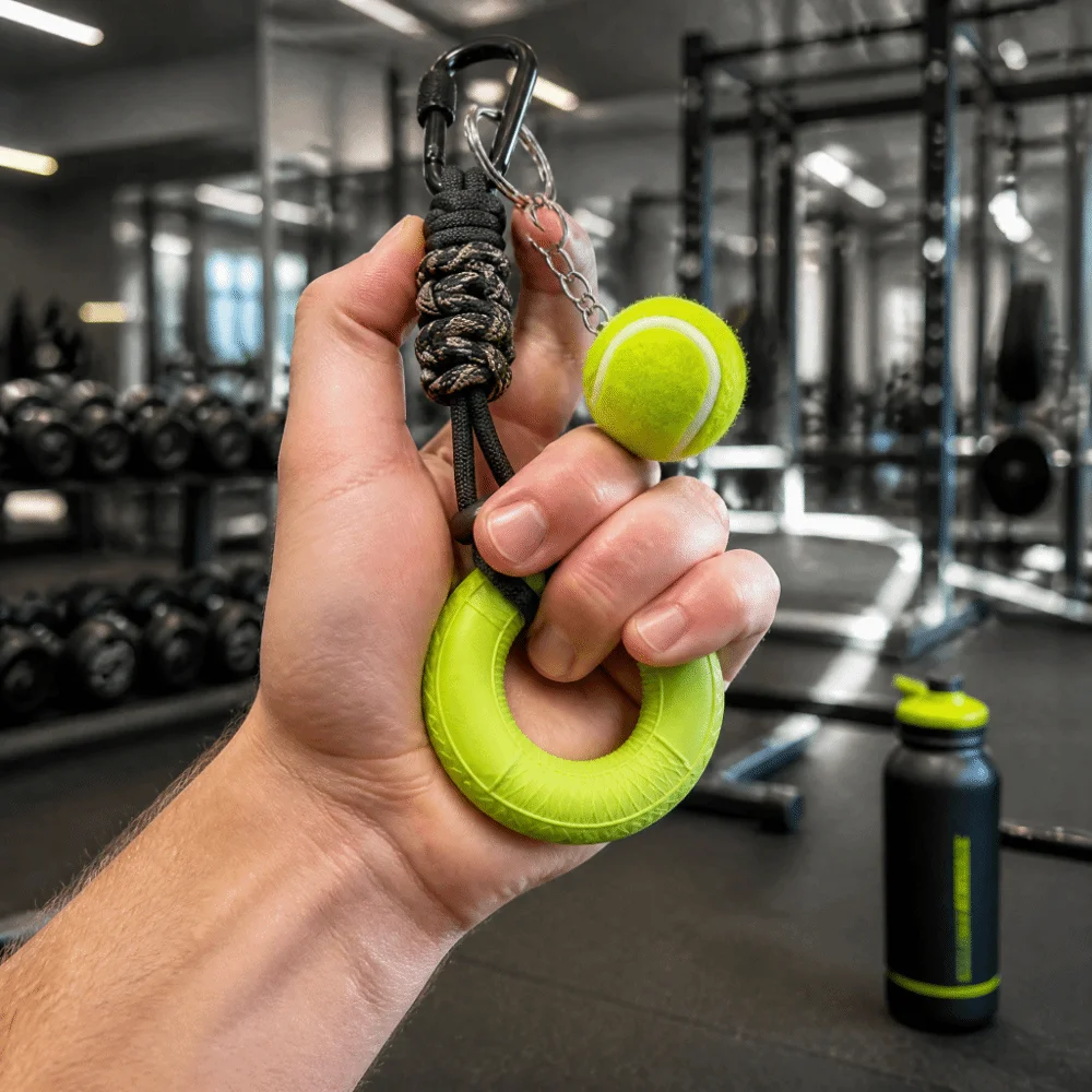 Soft Squeezable Material Grip Strength Trainer Compact Lightweight Tennis‑Shaped Stress Relief Squeeze Ring Creative Design