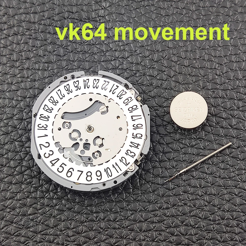 Movimiento del reloj Movimiento VK64 Fecha a las 6 en punto Movimiento japonés TMI VK64 ﻿ Cronógrafo Vk64 Movimiento de cuarzo Accesorios para relojes