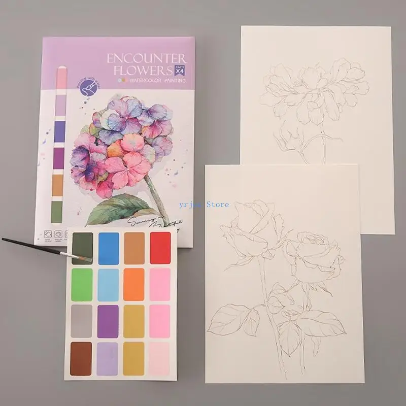 كتاب تلوين 583D مكون من 4 أوراق للأطفال، صورة جرافيتي، رسم بالألوان المائية، كتاب الغواش، سهل الاستخدام للرسم