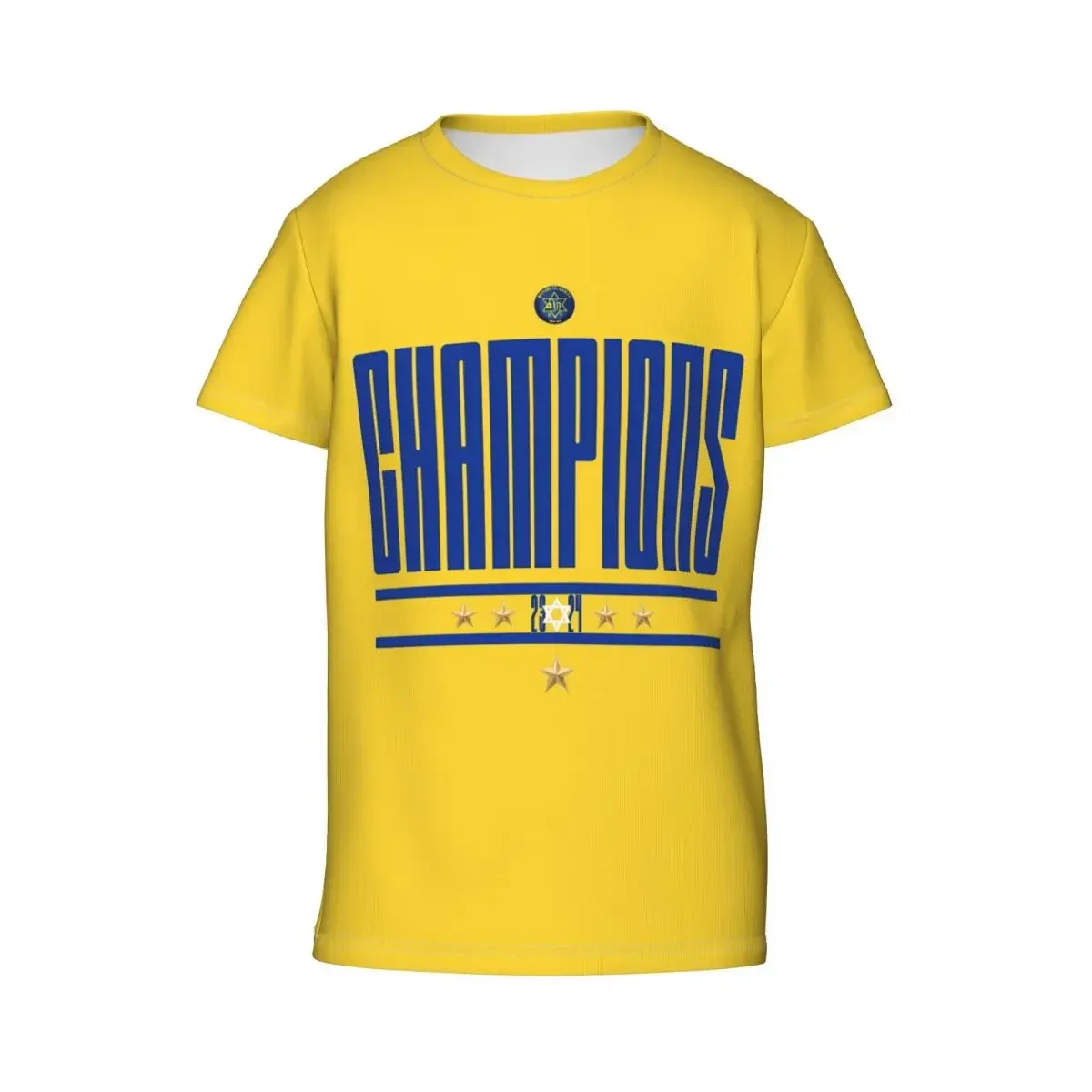 Maccabi Tel Aviv Champions T Shirt - Short Sleeve Crew Neck Soft Fitted Tee Shirts for Teen Girl & Boy