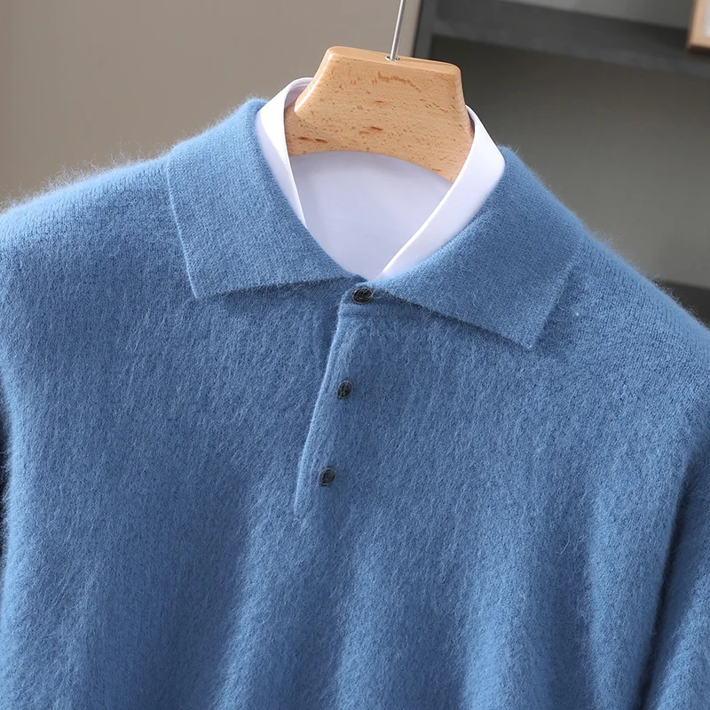 Autumn And Winter Napping Fashion Men's Mink Wool Sweater POLO Collar Business Temperament Bottoming Knitted Sweater