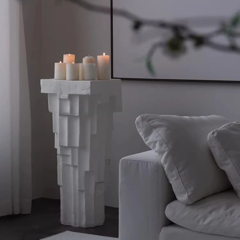 

Medieval sculpture table, fiberglass base, pier, narrow entrance, retro home art floor ornament