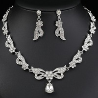 3pcs Elegant Butterfly Shaped Gemstone Inlaid Necklaces and Earrings Set for Brides Wedding Ladies Banquet Dresses Accessories