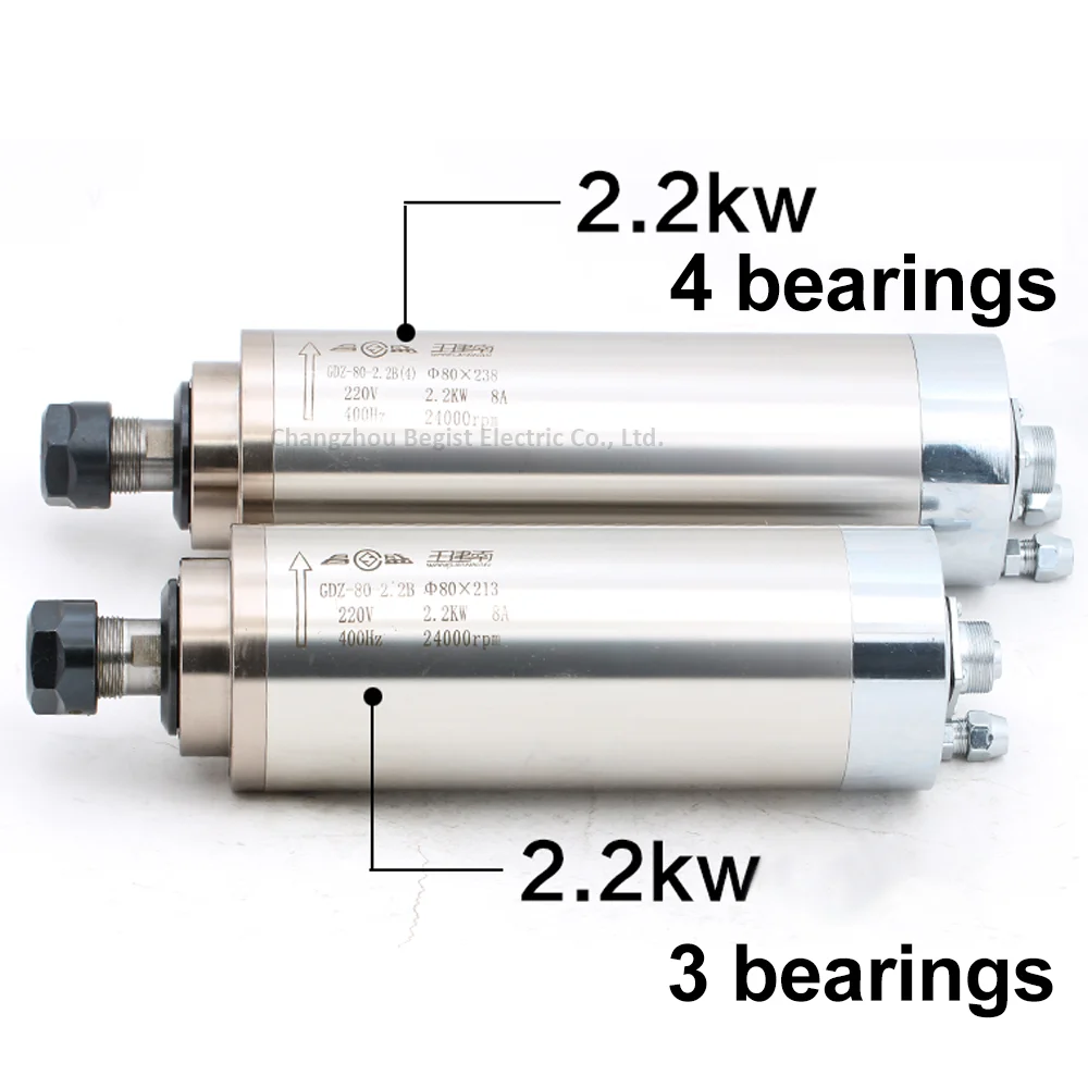 80mm Dia 2.2kw 24000rpm High Speed  Frequency Water Cooler CNC Router Spindle Motor for Wood