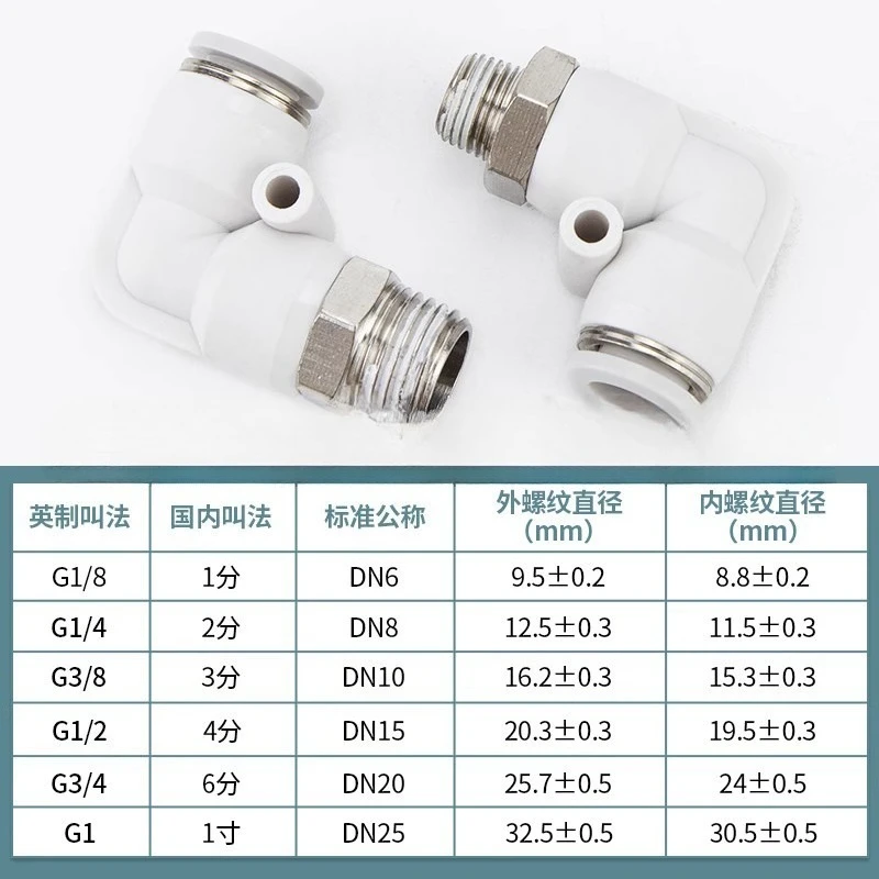 Conector rápido de aire PL de 4-16 mm, conector de codo de rosca neumática PL6-M5 PL8-01 PL10-02 12-04 para herramientas de manguera de aire