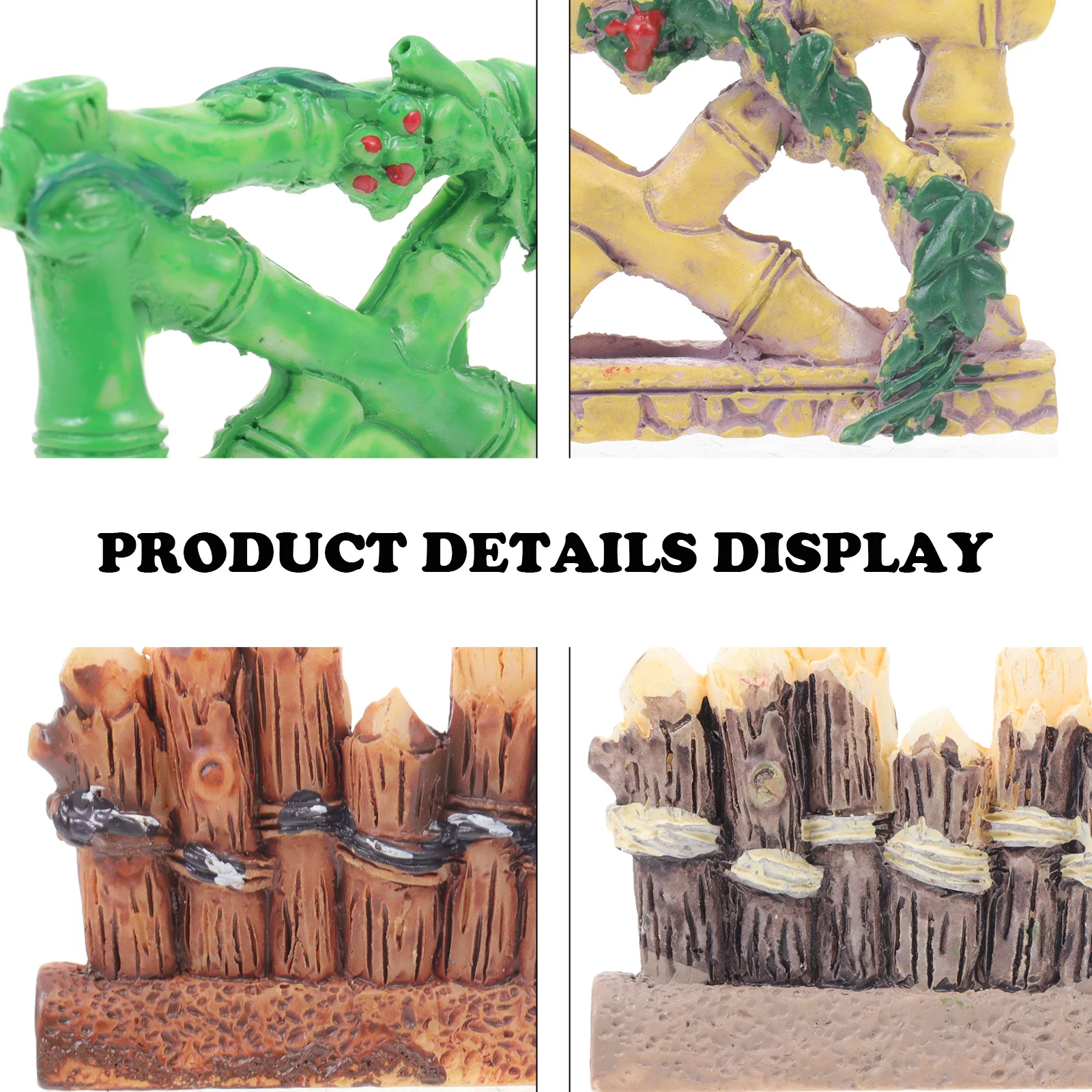 

4Pcs Mini Bamboo Resin Fence Decor Small Garden Barrier Miniature DIY Landscape Accessories Fairy Garden Outdoor Decoration