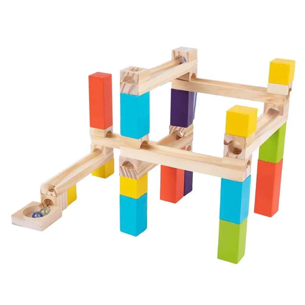 

Marble Track Maze Game Build Blocks Kids Wooden Marble Run for Parent Child Interaction Educational Boys Girls Kids Children