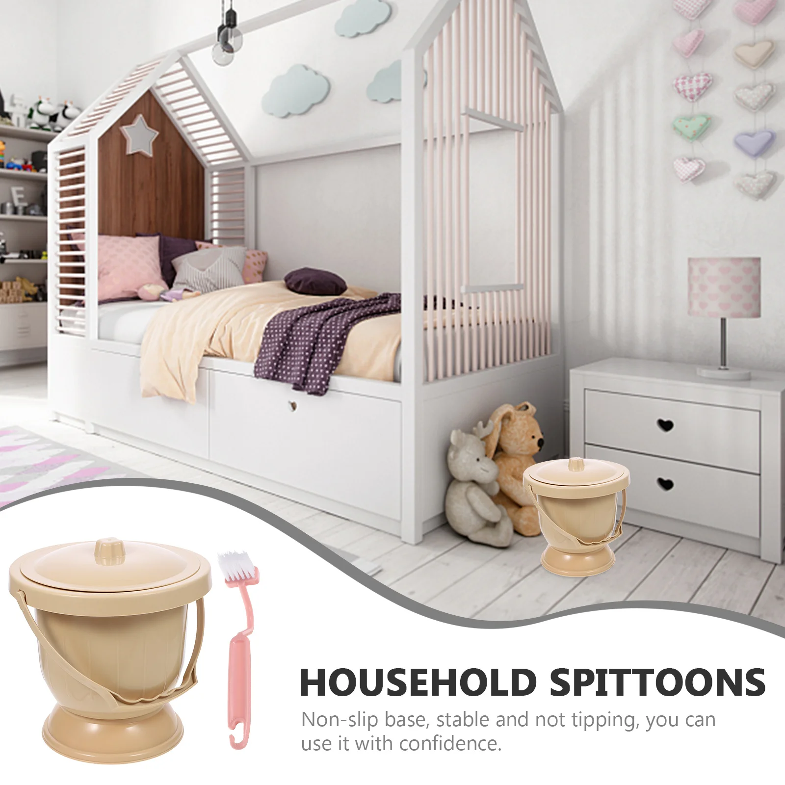 

Adult Urinal Pail Pot Portable Plastic Bedpan Chamber Pot Household Spittoon Lid Elder Pregnant Woman Travel Home Use