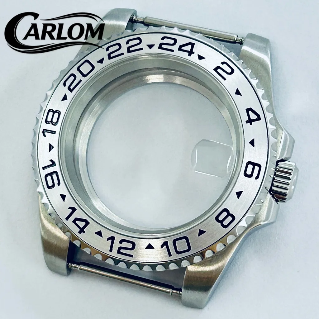

40mm NH Watch Case For NH34 NH35 NH36 NH38 NH39 ETA2824 PT5000 Movement Sapphire Glass Waterproof SUB Silver GMT Aluminium Bezel