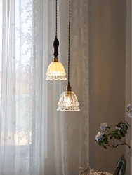 Modern Minimalist Chandelier Ceiling Lamp Glass Shade for Bedroom Dining Room Green Vintage LED Hanging Lamp Luminaire Lighting