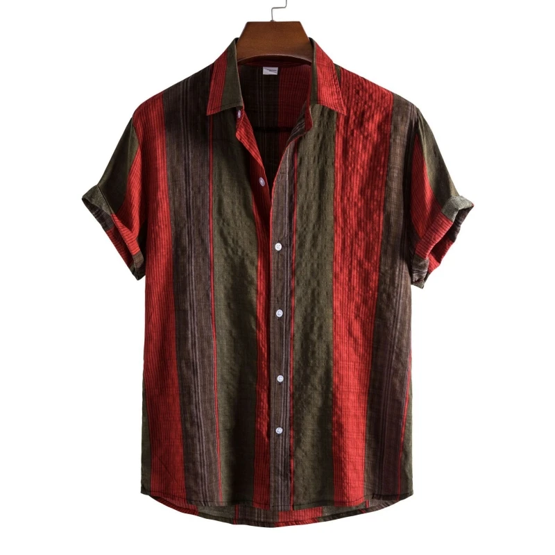Luxury Shirts for Men Shirt T-shirts Man 2024 New Men\'s Clothing Beach Tiki Fashion Blouses Social Hawaiian Cotton Oversize