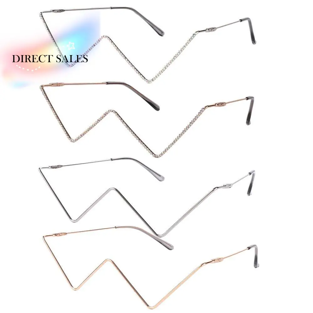 

Metal For Women Eyewear Decoration Rhinestone Fake Glasses Rhinestones Glasses Frame Triangle Glasses Frame Glasses Frame