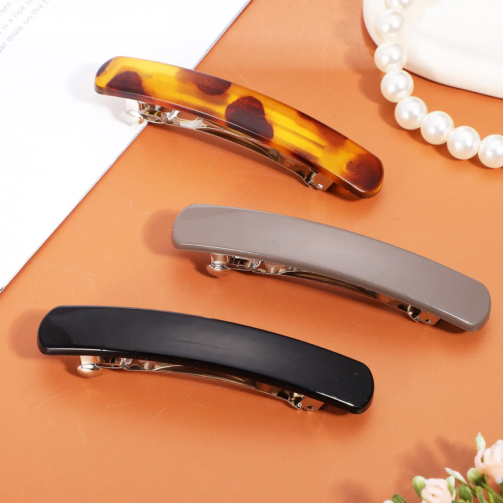 

Набор из 3 заколок-зажимов для волос: с полимерной поверхностью, из нержавеющей стали, прочные, разноцветные, в стиле французских заколок, для тонких волос