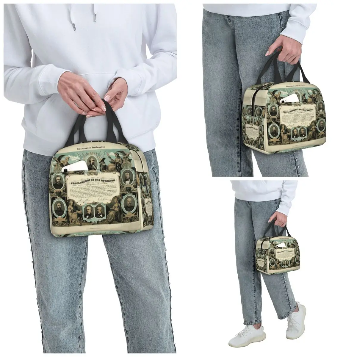 Emancipation Proclamation By E. Knobel (1865) Insulated Lunch Bag for Women Office Cooler Thermal Food Box Tote Lunch Boxes