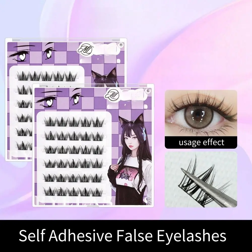 

Curled Self Adhesive False Eyelashes Comic Eye DIY Glue Free Fake Eyelashes Soft Makeup Individual Fake Eyelashes Make Up