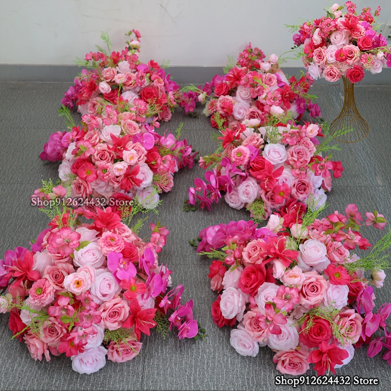 

Ярко-розовая серия 90/80/70/60/50 см, цветочные шары, центральные украшения для свадебной вечеринки, украшение для дня рождения, венок цвета фуксии, принадлежности