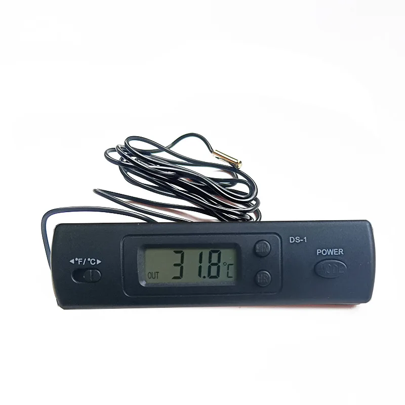 LCD termometro per auto orologio C/F regolatore del sensore di temperatura termostato per interni ed esterni con sonda per auto DS-1