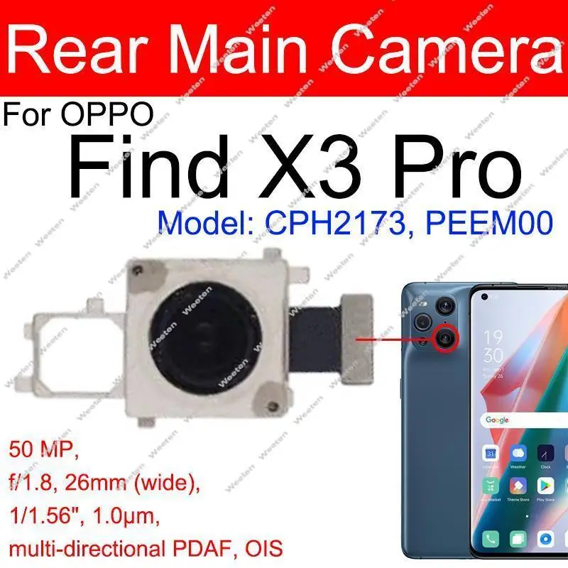 Rear Main Front Camera For OPPO Find X3 Pro Find X3pro Front Selfie Back Camera Microscope Camera Flex Cable Parts