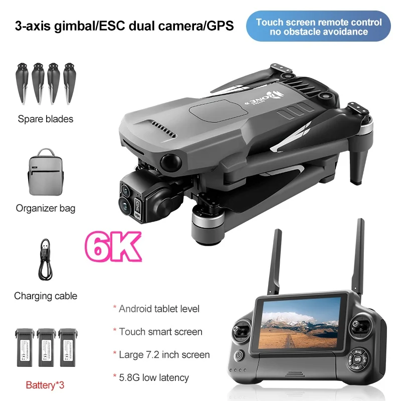 Nieuwe 8K GPS Drone 3-assige gimbal met touchscreen Professionele HD-camera FPV 360 ° Telescopisch obstakelvermijding borstelloos Dron-speelgoed