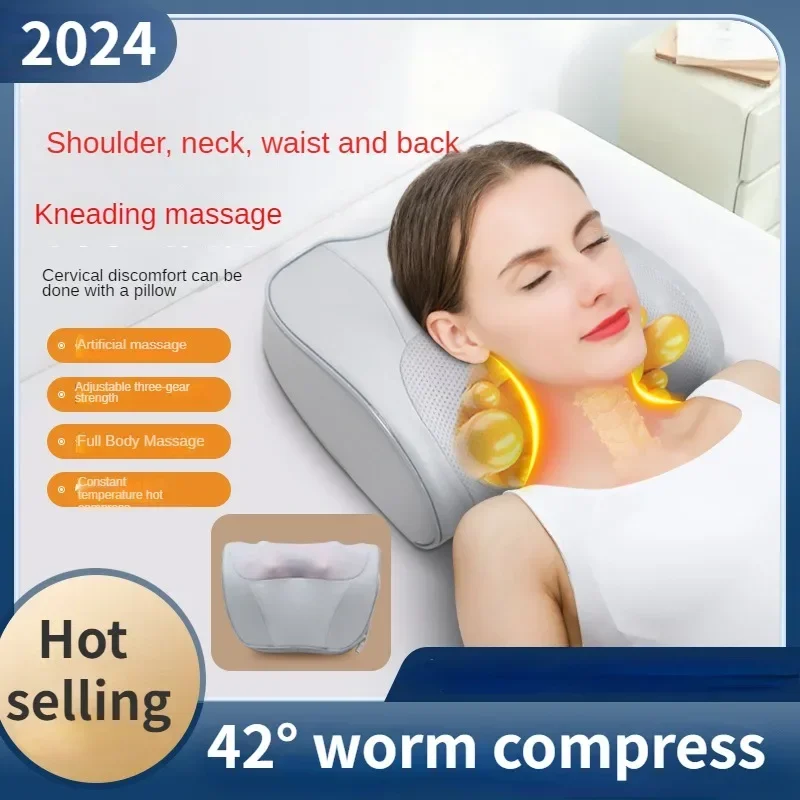 Cervical Spine Massage Pillow Electric Shoulder and Neck Massager Car Home Cushion Leg Waist Massager with Heated Plug-in Model