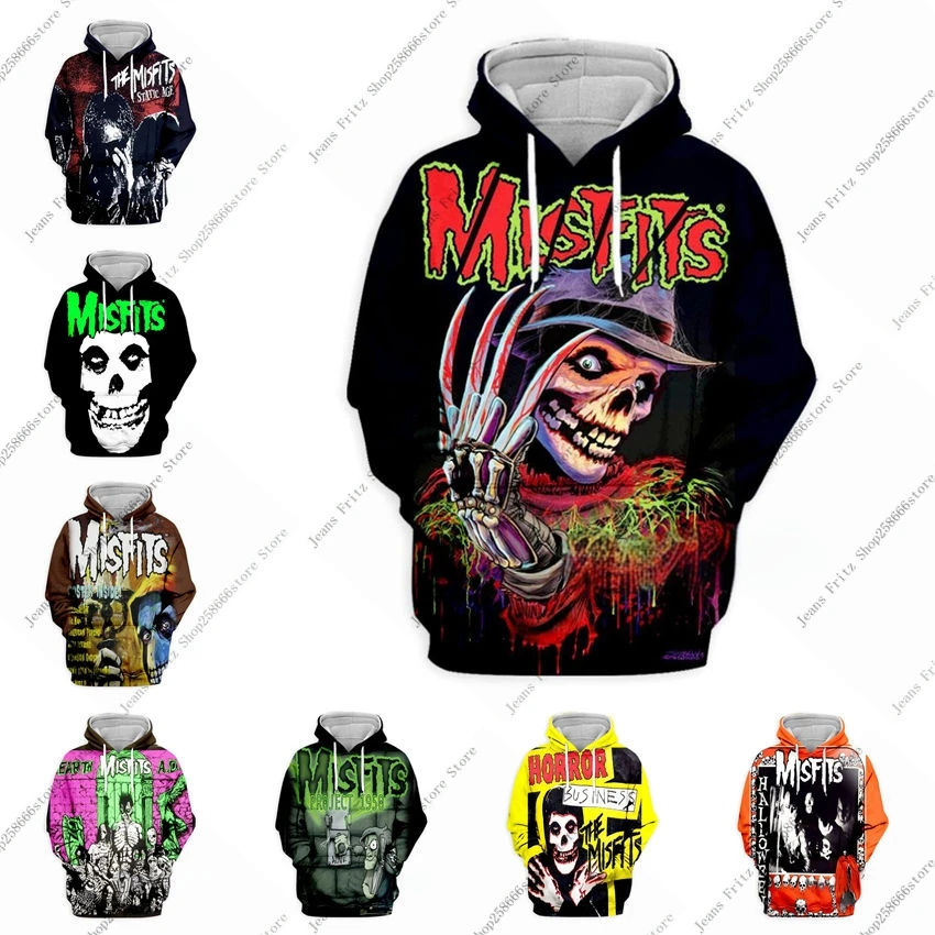 

The Misfits Hoodies 3D Printing Men's Women's Streetwear Casual Oversized Harajuku Hip Hop Hooded Sweatshirts Man Clothing