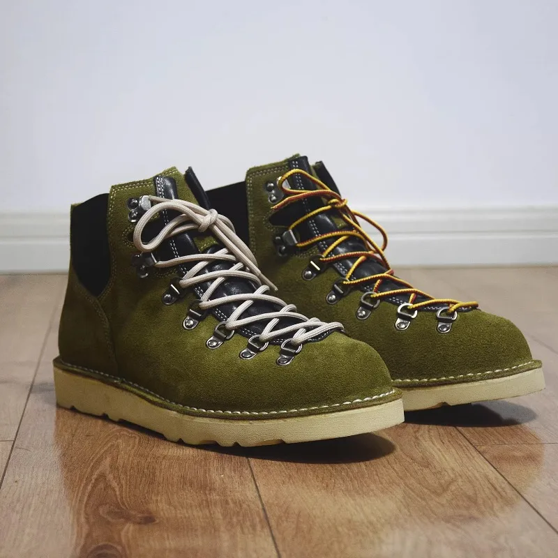 Luxury Fashion British Genuine Leather Oxford Boots Men's Shoes Platform Lace Up High Top Casual Western Hiking Boots Male