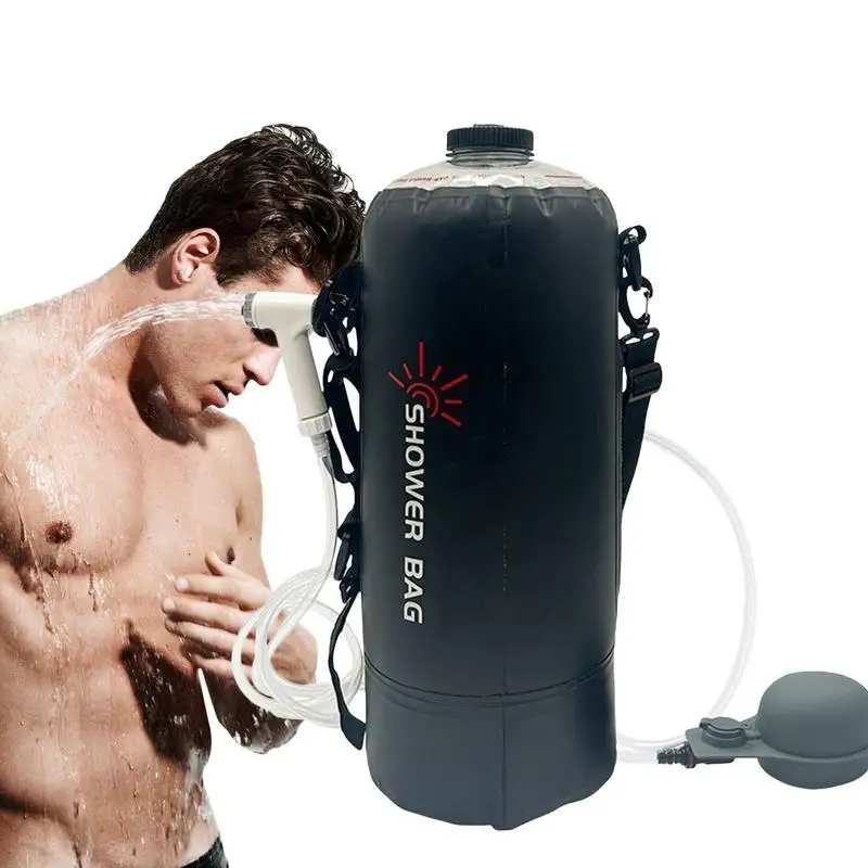 

Portable Camping Shower Foldable Portable Camp Shower Bag 12L Solar Heating Hiking Gear Switchable Showerhead Bath Supplies For
