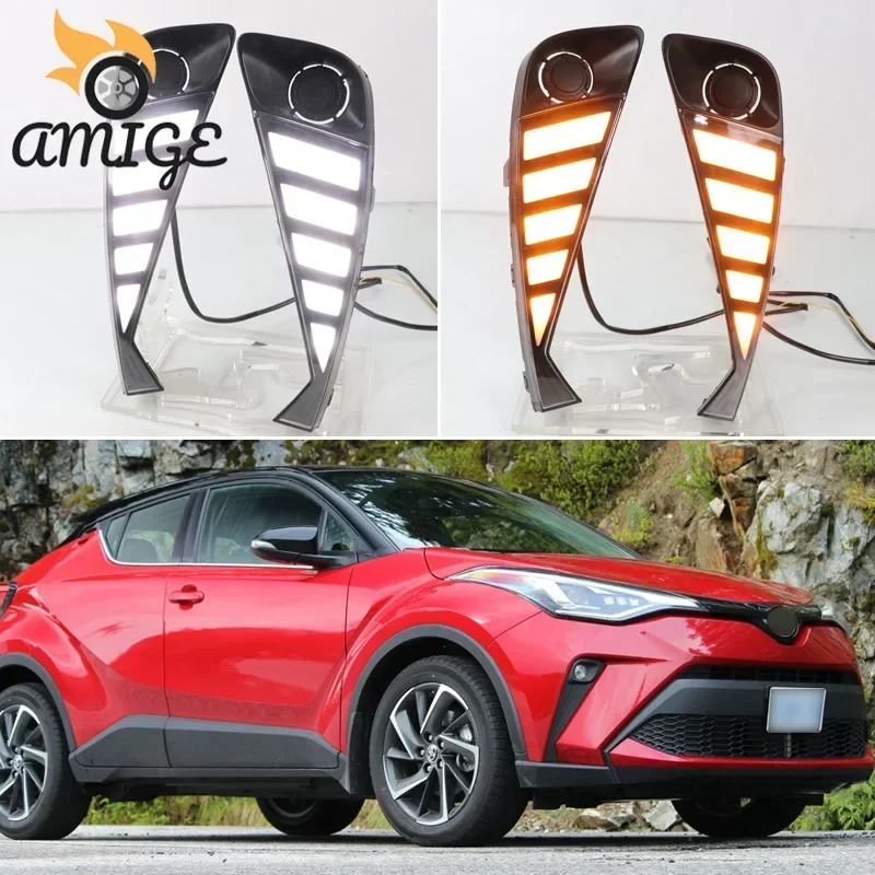 

Car LED DRL headlight For Toyota CHR 2020 2021 Turning Yellow Signal Fog Lamps Daytime Running Light Auto Daylights