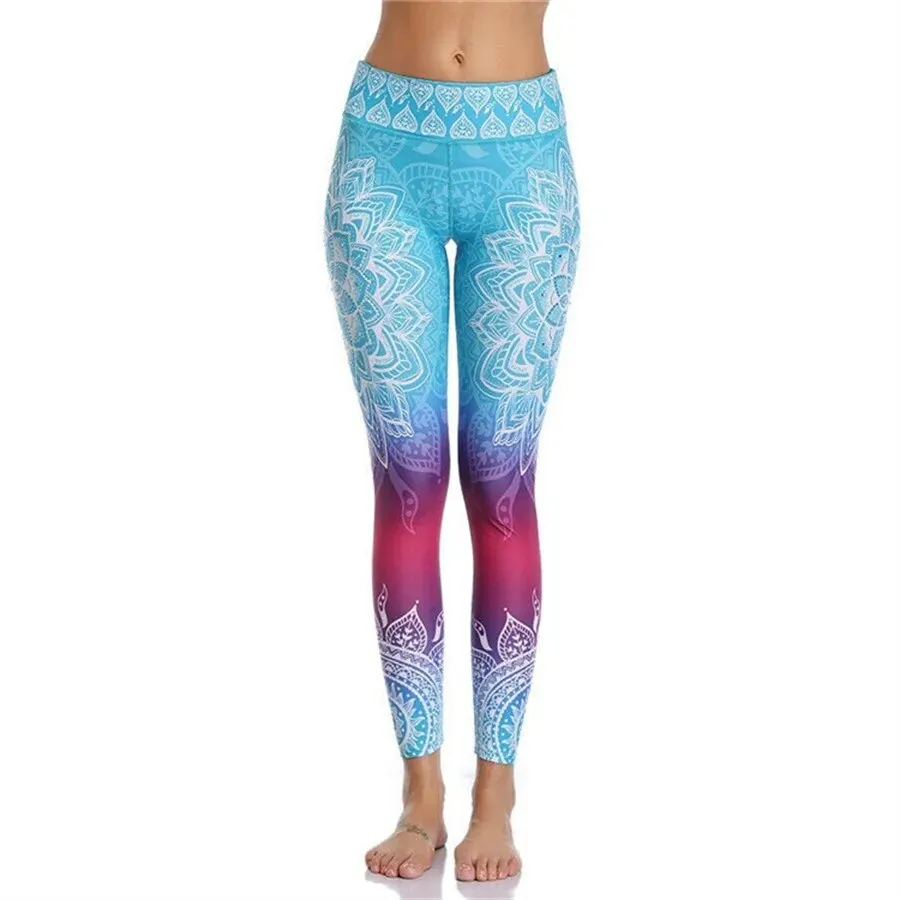 INS Cross-border New Printed High-waist High-stretch Sports Running Fitness Leisure Bottoming Yiwu Nine-point Pants