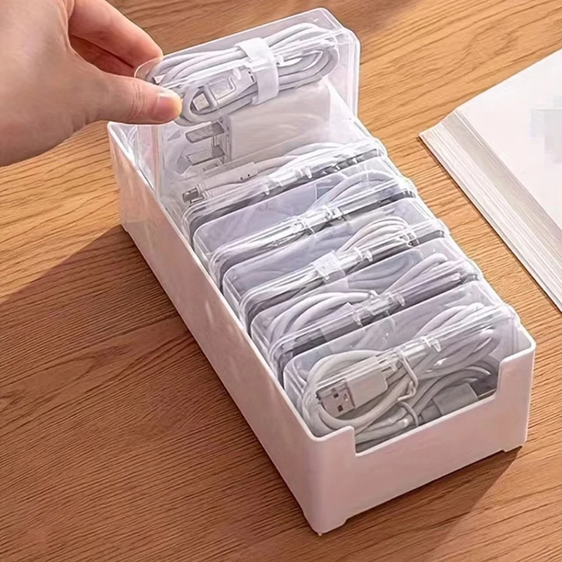 Desktop Cable Storage Box Multi-compartment Charger Organizer Box Household Cord Sorting Holder Multifunctional Sundries Case
