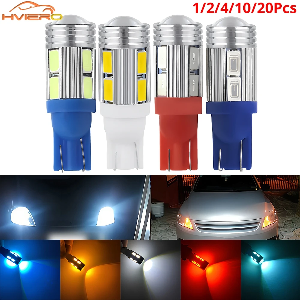 

1/2/4/10pc Universal W5W T10 10SMD 5630 Car Wedge 12V LED Turn Signal Light Ultra Bright Side Marker Parking Brake Lamp Daylight