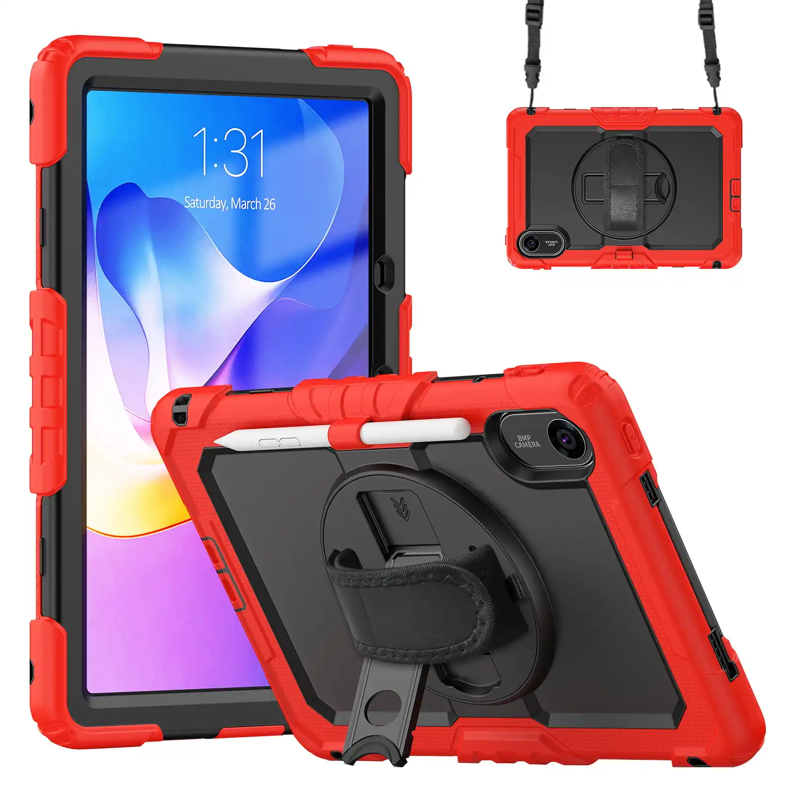 

For Redmi Pad2 11inch 2025 Case with Hand Strap And Shoulder Strap Shockproof Kids Safe Silicon plus PC Cover for Tablets