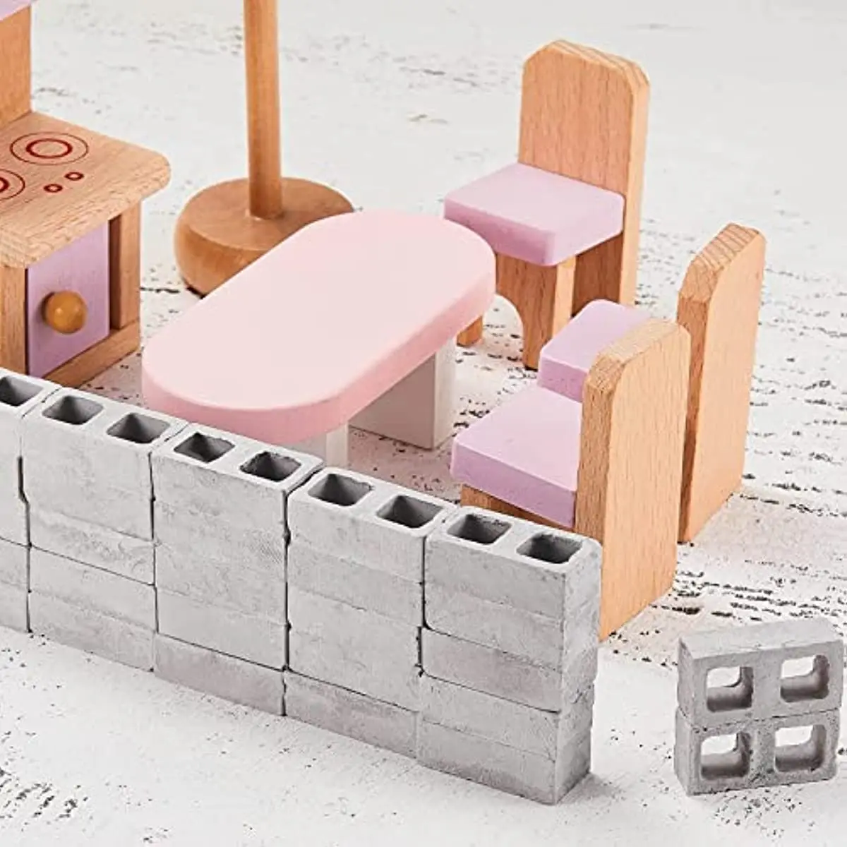 Miniature Cinder Blocks - 1/12 Scale Mini Bricks for Creative DIY Construction,  Whimsical Garden & Kitchen Landscaping Models