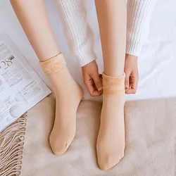 1/2/3/4 Pairs Winter Warm Solid Women Socks Thick Velvet Simplicity Short Stockings Female Black Seamless Snow Low Socks