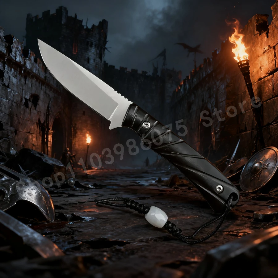 

Стальной прямой нож 5CR13MOV, лезвие, деревянная ручка, высокая твердость, портативный тактический нож для выживания и самообороны, мужской подарок