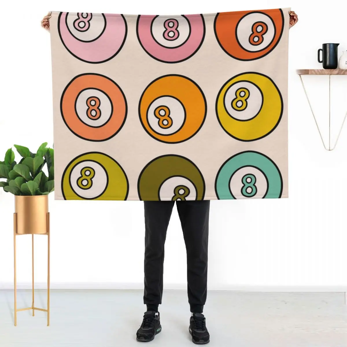 Rainbow Eight Ball Throw Blanket funny gift Camping Decoratives Luxury For Decorative Sofa Plaid on the sofa Blankets
