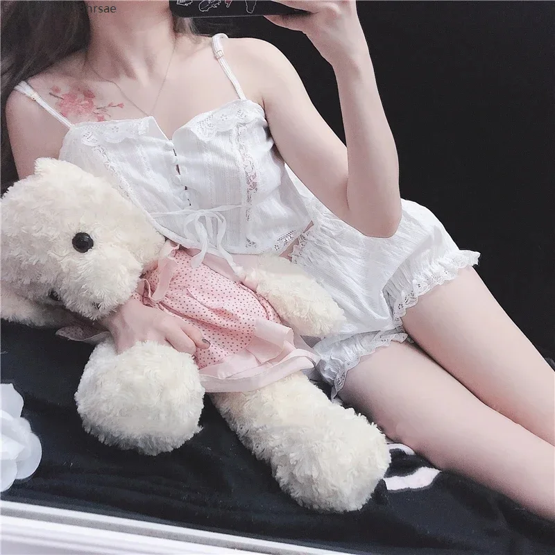 

Pajamas for Women Sexy Chiffon Lingerie Set Lolita Underwear Set Panties Bondage Nightwear Caitsuit Costume Transparent