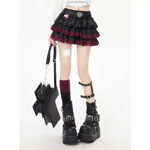 여성용 뉴 펑크 노출 방지 틈새 시장 신상 퍼프 케이크 스커트
